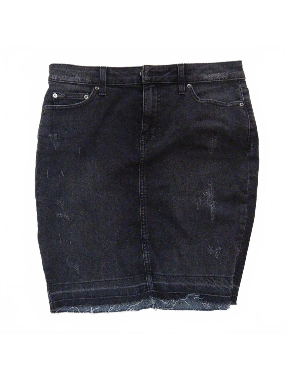 Nasty Gal Black Distressed Denim Skirt – Size 28